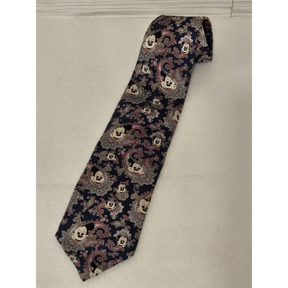 Vtg Balancine Presents "The Tie Works" Mickey Mouse Men's Paisley Silk Tie USA